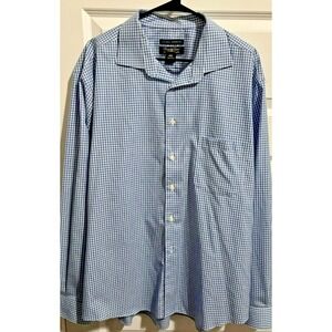 XXL Pronto Uomo non-iron modern fit blue & white checkered button down LS